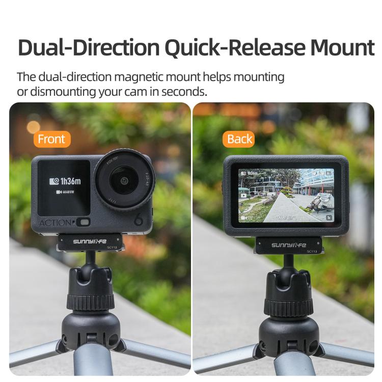 Sunnylife Dual-Direction magnetische Schnellverschluss-Kugelgelenk-Adapterhalterung, 360° drehbarer Saugnapfhalterung für DJI Osmo Nano / Action 6, für DJI Osmo Nano / Action 6