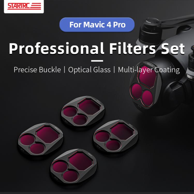 For DJI Mavic 4 Pro STARTRC 4 in 1 ND8 ND16 ND32 ND64 Lens Filter Kit, ND8 ND16 ND32 ND64