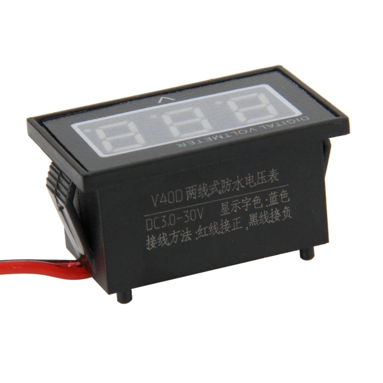 V40D 2-Draht rote Anzeige Mini wasserdicht IPX4 Digitaler Spannungsmesser, Spannungsmessung: DC 2,5-30V, DT0002G, DT0002L, DT0002R