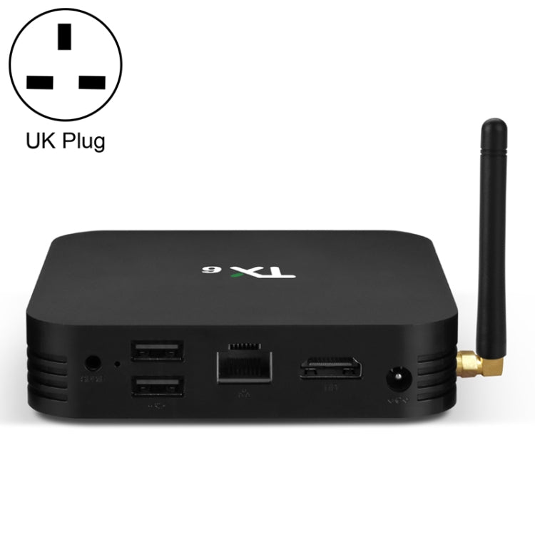 TX6 HD TV-Box, Android 7.1/9.0, Allwinner H6 Quad-Core, 2 GB RAM, 16 GB Speicher, Bluetooth, WLAN, RJ45, UK-Stecker