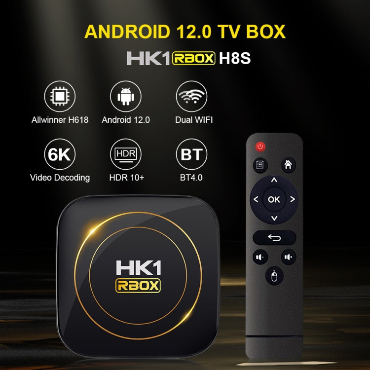 HK1 RBOX-H8S 4K Ultra HD Android 12.0 Smart TV Box mit Fernbedienung, Allwinner H618 Quad-Core, 2GB+16GB, 2GB+16GB