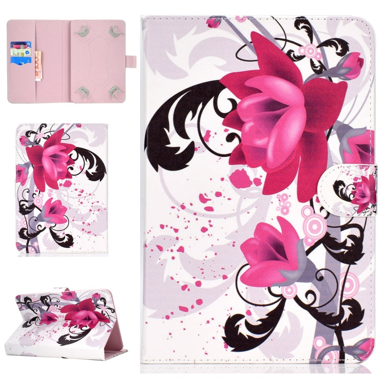 Colored Pattern Drawing Horizontal Flip PU Leather Case with Three-folding Holder & Sleep / Wake-up Function, For 10 inch Tablet PC