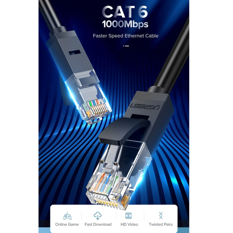 UGREEN NW102 Cat6 RJ45 Household Gigabit Twisted Pair Round Ethernet Cable, 1m, 2m, 3m, 5m, 8m, 10m, 15m, 20m