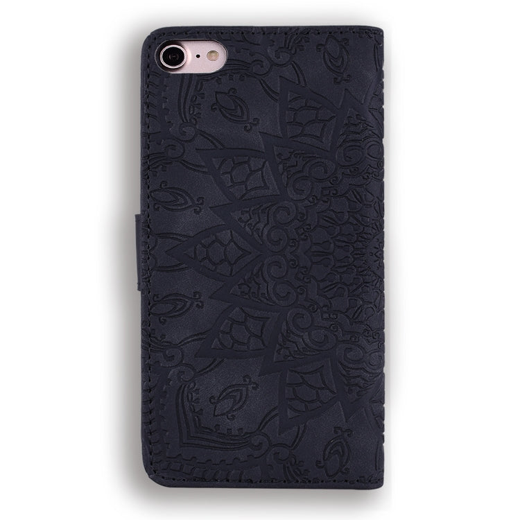 Geprägte Lederhülle mit Kalbsleder-Muster, doppelt klappbar, mit Brieftaschenfunktion, Halterung und Kartenfächern, für iPhone SE 2020 & 8 & 7, für iPhone XS / X, für iPhone 11 (6,1 Zoll), für iPhone 11 Pro (5,8 Zoll)