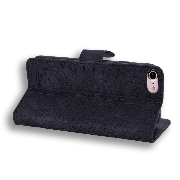 Geprägte Lederhülle mit Kalbsleder-Muster, doppelt klappbar, mit Brieftaschenfunktion, Halterung und Kartenfächern, für iPhone SE 2020 & 8 & 7, für iPhone XS / X, für iPhone 11 (6,1 Zoll), für iPhone 11 Pro (5,8 Zoll)