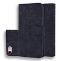 Geprägte Lederhülle mit Kalbsleder-Muster, doppelt klappbar, mit Brieftaschenfunktion, Halterung und Kartenfächern, für iPhone SE 2020 & 8 & 7, für iPhone XS / X, für iPhone 11 (6,1 Zoll), für iPhone 11 Pro (5,8 Zoll)