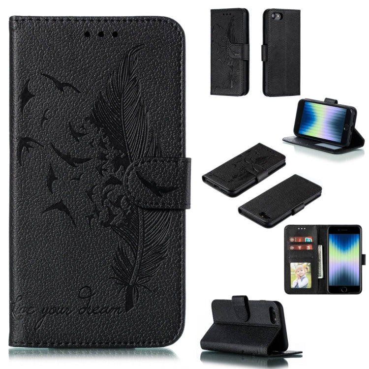 Feather Pattern Litchi Texture Horizontal Flip Leather Case with Wallet & Holder & Card Slots, For iPhone SE 2022 / SE 2020 / 8 / 7, For iPhone 7 Plus / 8 Plus, For iPhone 11 Pro, For iPhone 11