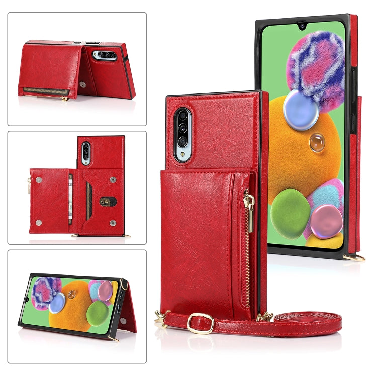 Square Zipper Wallet Bag TPU+PU Back Cover Case with Holder & Card Slots & Wallet & Cross-body Strap, For Samsung Galaxy A90 5G, For Samsung Galaxy Note9, For Samsung Galaxy Note10, For Samsung Galaxy Note10 Pro, For Samsung Galaxy S9                  ...