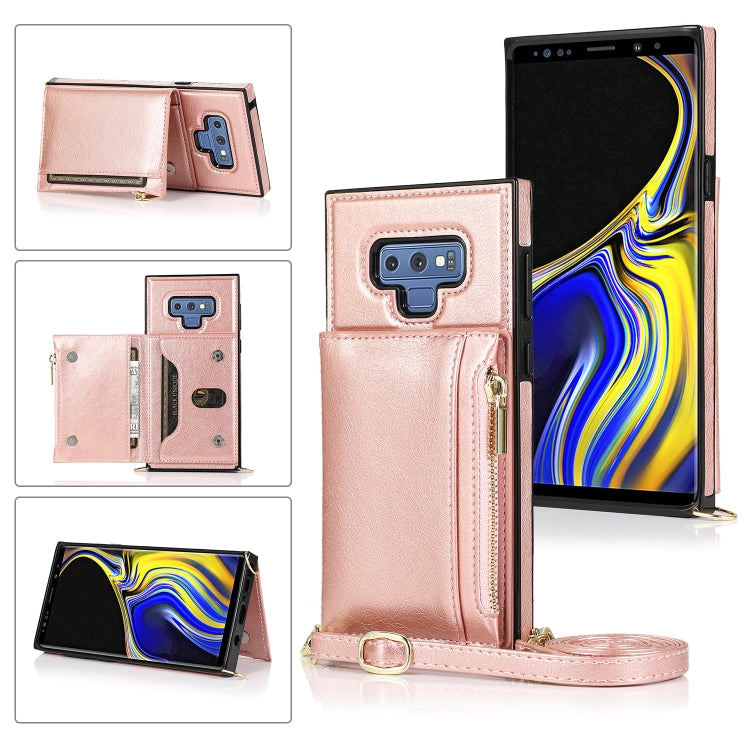 Square Zipper Wallet Bag TPU+PU Back Cover Case with Holder & Card Slots & Wallet & Cross-body Strap, For Samsung Galaxy A90 5G, For Samsung Galaxy Note9, For Samsung Galaxy Note10, For Samsung Galaxy Note10 Pro, For Samsung Galaxy S9                  ...