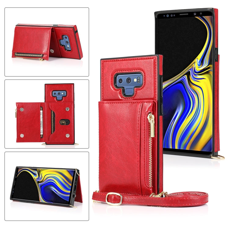 Square Zipper Wallet Bag TPU+PU Back Cover Case with Holder & Card Slots & Wallet & Cross-body Strap, For Samsung Galaxy A90 5G, For Samsung Galaxy Note9, For Samsung Galaxy Note10, For Samsung Galaxy Note10 Pro, For Samsung Galaxy S9                  ...