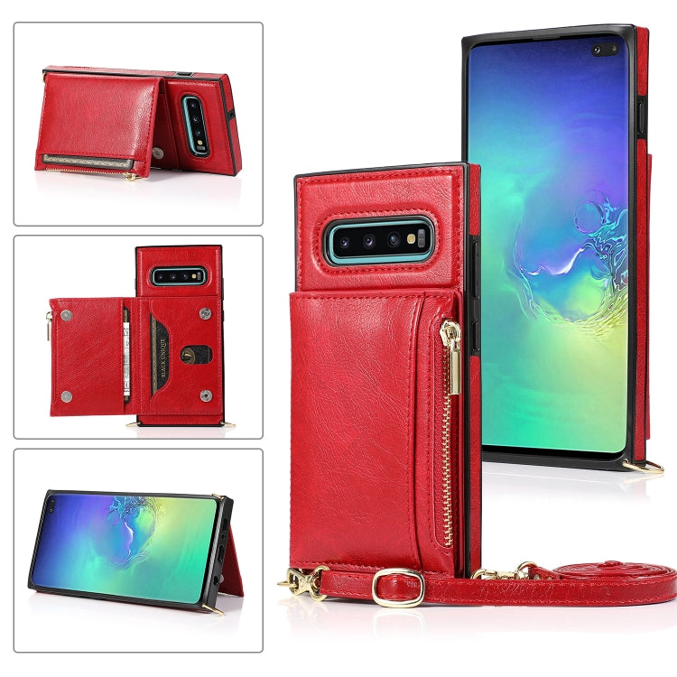 Square Zipper Wallet Bag TPU+PU Back Cover Case with Holder & Card Slots & Wallet & Cross-body Strap, For Samsung Galaxy S10 Plus, For Samsung Galaxy S20, For Samsung Galaxy S20 Plus, For Samsung Galaxy S20 Ultra, For Samsung Galaxy Note20