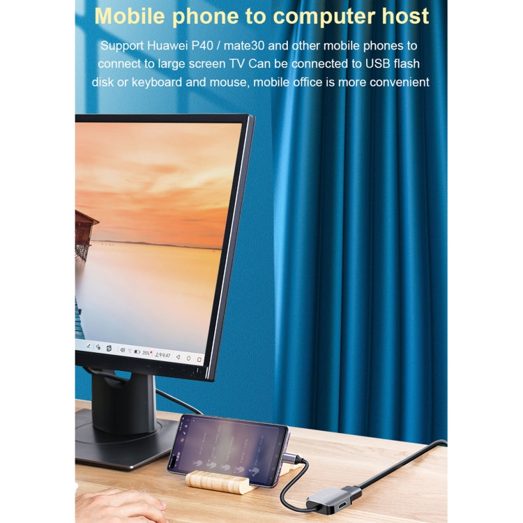 HW-6002 2 In 1 Type-C / USB-C to HDMI + VGA Adapter Converter(Grey)