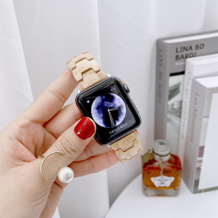Wooden Bead Woven Watchband For Apple Watch Series 6 & SE & 5 & 4 40mm / 3 & 2 & 1 38mm, For Apple Watch Series 7 41mm / 6 & SE & 5 & 4 40mm / 3 & 2 & 1 38mm, For Apple Watch Series 8&7 41mm / SE 2&6&SE&5&4 40mm / 3&2&1 38mm