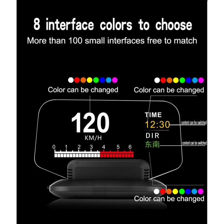 C1 OBD2 + GPS Mode Car HUD Head-up Display Compass / Speed / Water Temperature / Voltage Display / Speed / Fault Alarm / Navigation Function, C1 With Navigation Function