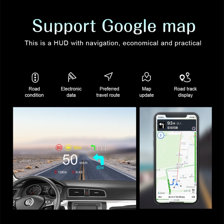 C1 OBD2 + GPS Mode Car HUD Head-up Display Compass / Speed / Water Temperature / Voltage Display / Speed / Fault Alarm / Navigation Function, C1 With Navigation Function