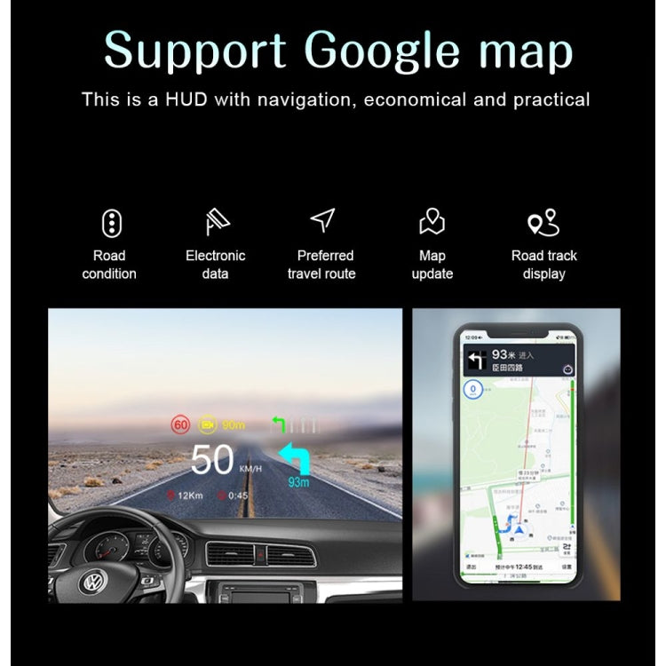 C1 OBD2 + GPS Mode Car HUD Head-up Display Compass / Speed / Water Temperature / Voltage Display / Speed / Fault Alarm / Navigation Function, C1 With Navigation Function