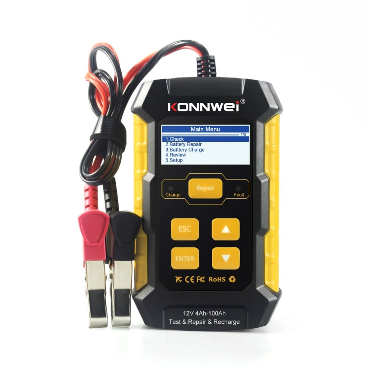 KONNWEI KW510 3-in-1 Autobatterie-Tester / Ladegerät / Regenerator, unterstützt 8 Sprachen, KW510 (EU-Stecker), KW510 (US-Stecker)