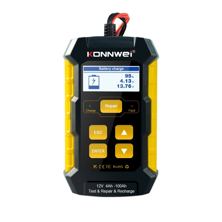 KONNWEI KW510 3-in-1 Autobatterie-Tester / Ladegerät / Regenerator, unterstützt 8 Sprachen, KW510 (EU-Stecker), KW510 (US-Stecker)