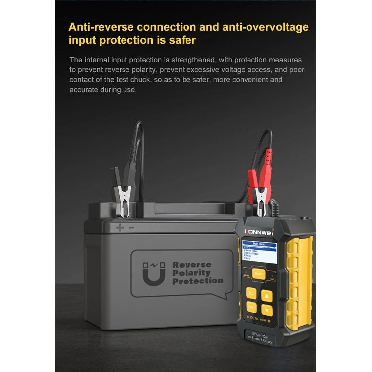 KONNWEI KW510 3-in-1 Autobatterie-Tester / Ladegerät / Regenerator, unterstützt 8 Sprachen, KW510 (EU-Stecker), KW510 (US-Stecker)