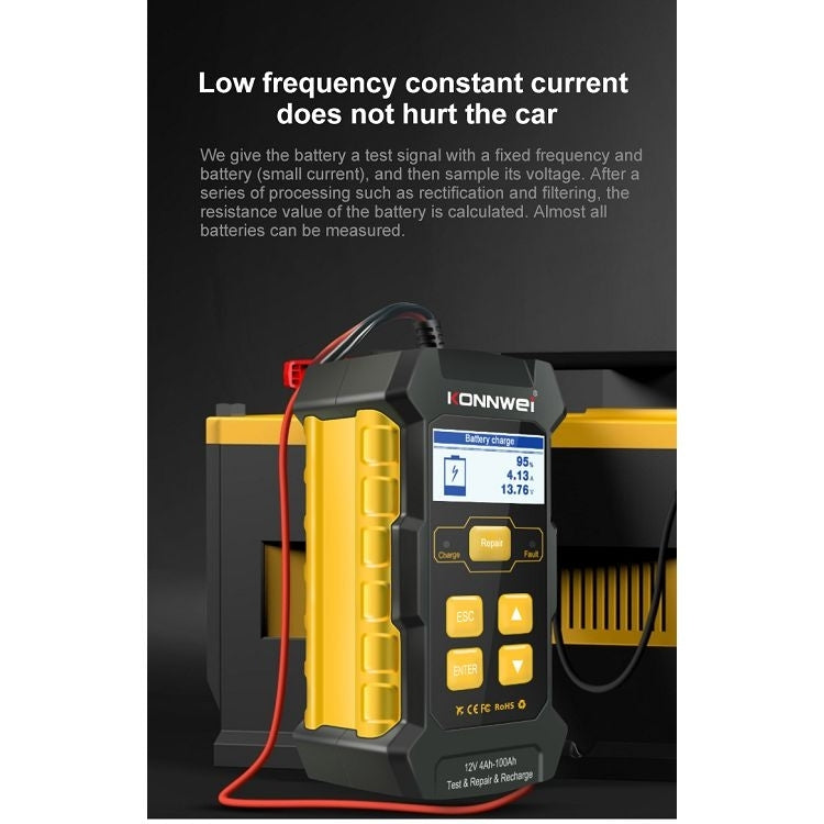 KONNWEI KW510 3-in-1 Autobatterie-Tester / Ladegerät / Regenerator, unterstützt 8 Sprachen, KW510 (EU-Stecker), KW510 (US-Stecker)