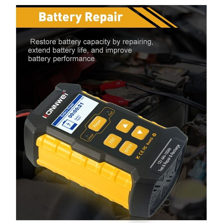 KONNWEI KW510 3-in-1 Autobatterie-Tester / Ladegerät / Regenerator, unterstützt 8 Sprachen, KW510 (EU-Stecker), KW510 (US-Stecker)