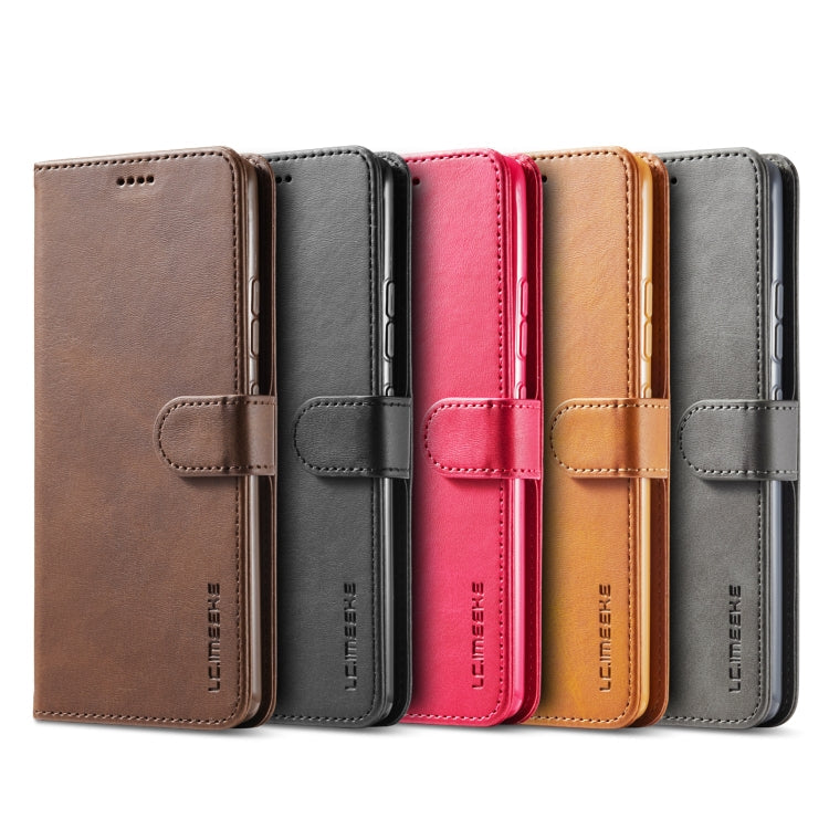 For Samsung Galaxy S21 5G LC.IMEEKE Calf Texture Horizontal Flip Leather Case with Holder & Card Slots & Wallet(Brown)
