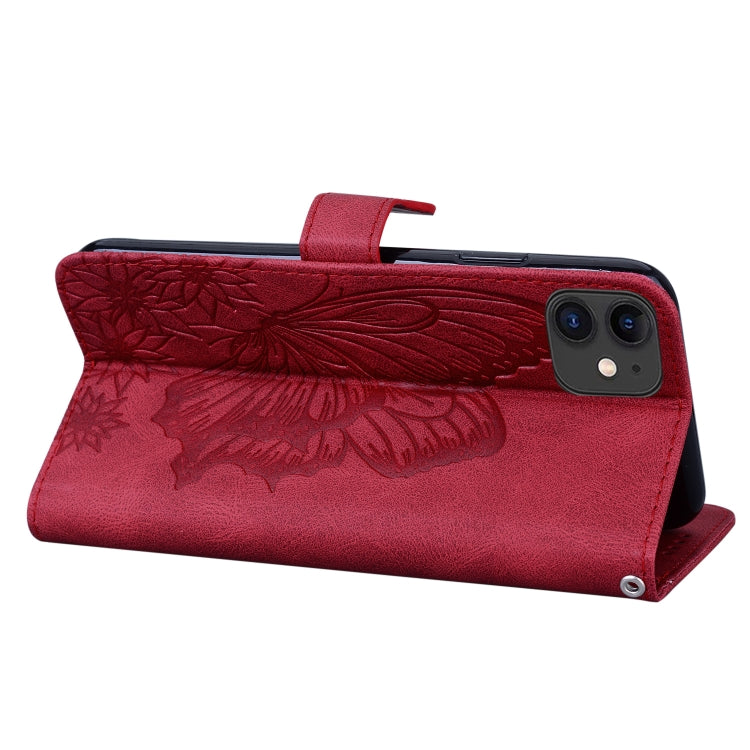 Retro-Lederhülle mit Schmetterlingsprägung, horizontalem Klappmechanismus, Ständer, Kartenfächern und Geldbörsenfach, für iPhone 11, für iPhone 11 Pro, für iPhone 11 Pro Max, für iPhone 12 mini