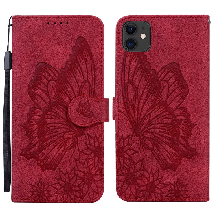 Retro-Lederhülle mit Schmetterlingsprägung, horizontalem Klappmechanismus, Ständer, Kartenfächern und Geldbörsenfach, für iPhone 11, für iPhone 11 Pro, für iPhone 11 Pro Max, für iPhone 12 mini