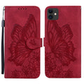 Retro-Lederhülle mit Schmetterlingsprägung, horizontalem Klappmechanismus, Ständer, Kartenfächern und Geldbörsenfach, für iPhone 11, für iPhone 11 Pro, für iPhone 11 Pro Max, für iPhone 12 mini