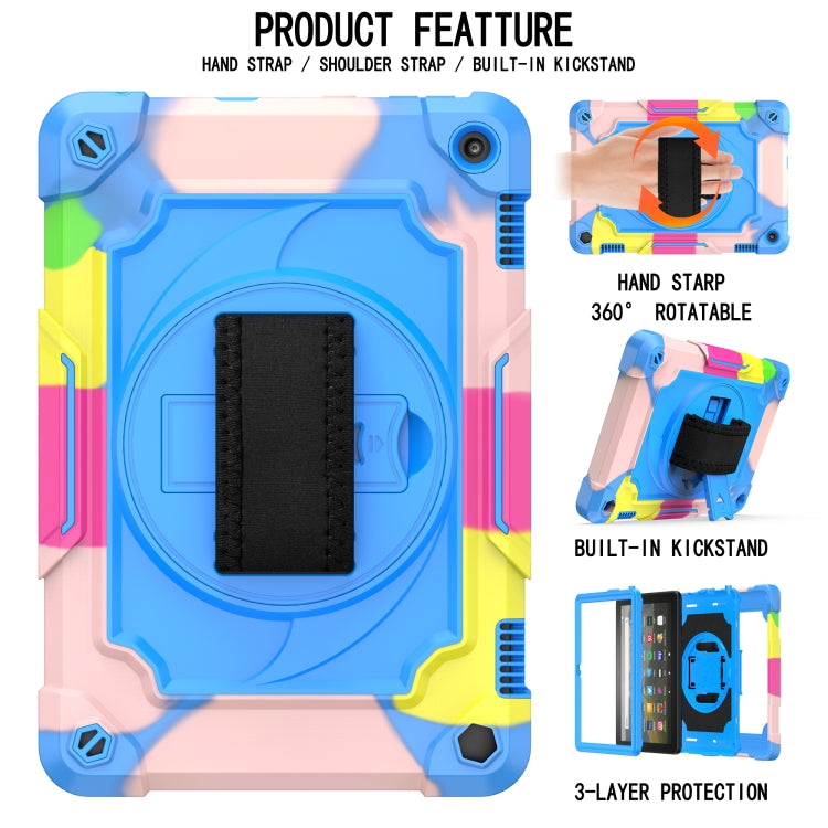 360 Degree Rotation Turntable Contrast Color Robot Shockproof Silicone + PC Protective Case with Holder, For Amazon Kindle Fire HD 8 2020, For Samsung Tab A 8.0 (2019)/T290