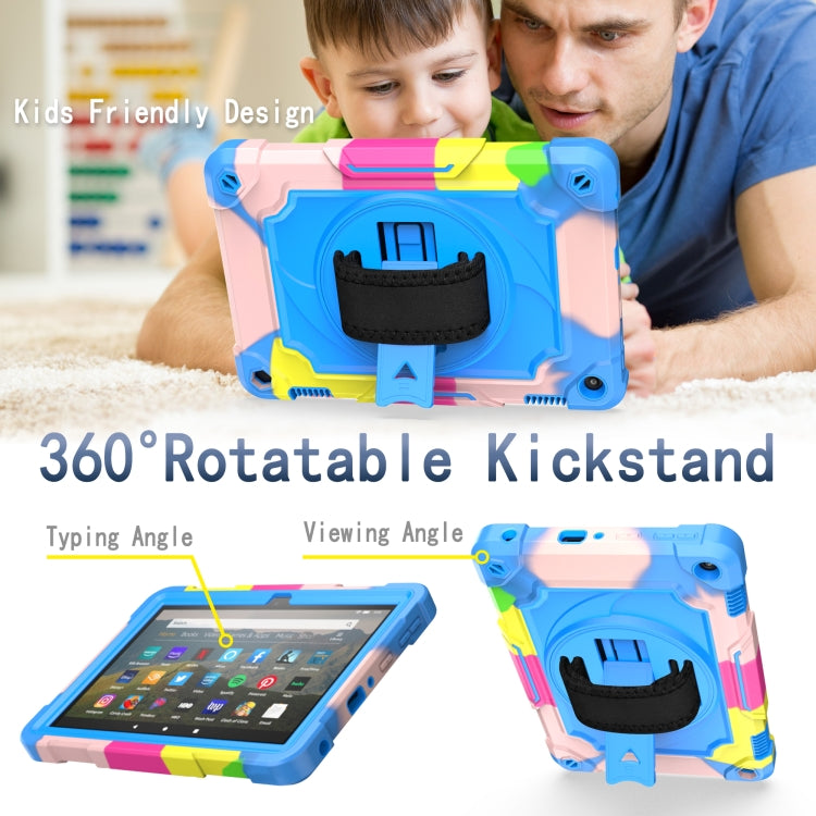360 Degree Rotation Turntable Contrast Color Robot Shockproof Silicone + PC Protective Case with Holder, For Amazon Kindle Fire HD 8 2020, For Samsung Tab A 8.0 (2019)/T290