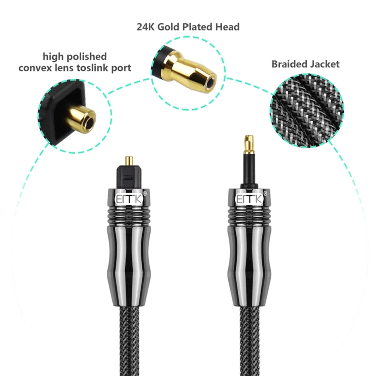 EMK OD1,0mm 3,5mm Digitales Toslink-auf-Mini-Toslink-Lichtleiterkabel, 1m, 1,5m, 2m, 3m, 5m