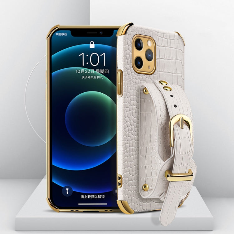 Electroplated TPU Crocodile Pattern Leather Case with Wrist Strap, For iPhone 11 Pro Max, For iPhone 12 mini, For iPhone 12, For iPhone 12 Pro