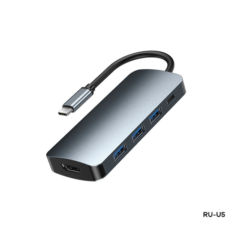 Remax RU-U5 5-in-1 Multifunktions-Type-C-/USB-C-HUB-Dockingstation, 5-in-1