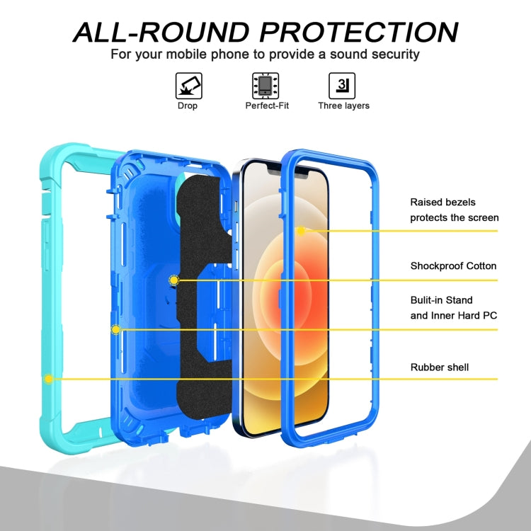 PC + Rubber 3-layers Shockproof Protective Case with Rotating Holder, For iPhone 12 Mini, For iPhone 12 / 12 Pro