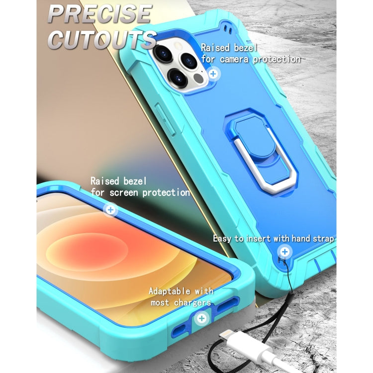 PC + Rubber 3-layers Shockproof Protective Case with Rotating Holder, For iPhone 12 Mini, For iPhone 12 / 12 Pro