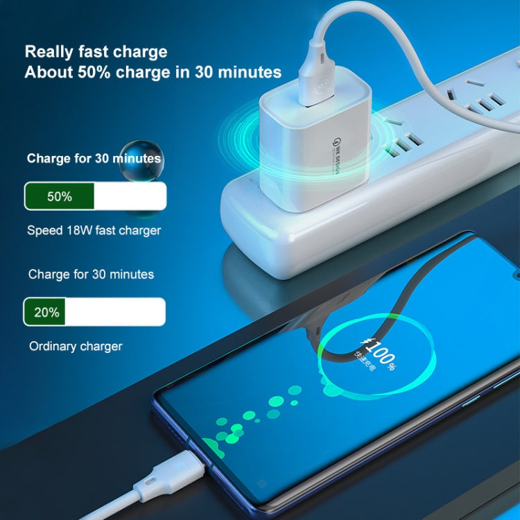 WK WP-U57 18W Speed QC3.0 Schnellladegerät + USB-zu-Typ-C-/USB-C-Datenkabel, US-Stecker