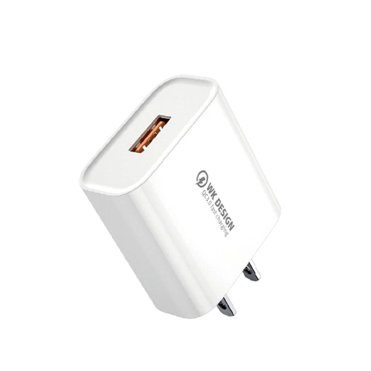WK WP-U57 Max 18W Maxspeed QC3.0 Schnellladegerät + USB auf 8 Pin Datenkabel, US-Stecker, EU-Stecker