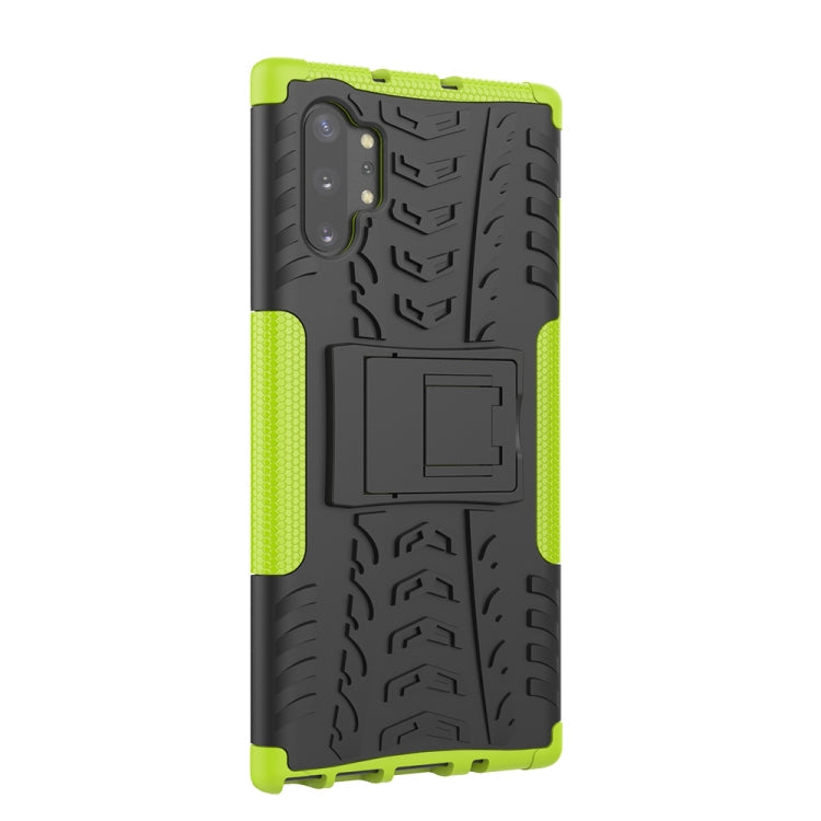 Galaxy Note 10 Plus Shockproof Case TPU+PC Tire Texture Protective Cover with Stand Holder Heavy Duty Anti-Drop Phone Case
