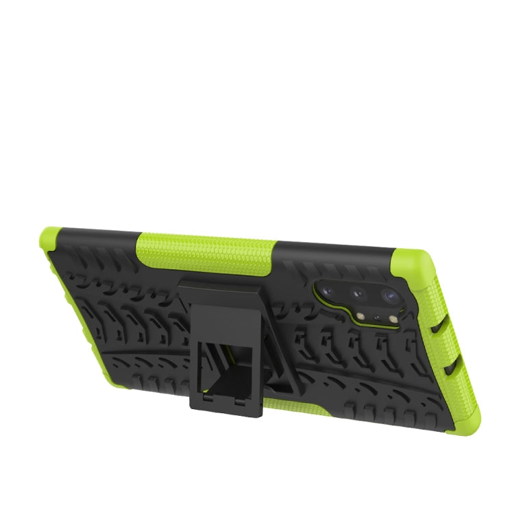 Galaxy Note 10 Plus Shockproof Case TPU+PC Tire Texture Protective Cover with Stand Holder Heavy Duty Anti-Drop Phone Case
