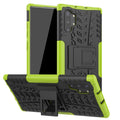 Galaxy Note 10 Plus Shockproof Case TPU+PC Tire Texture Protective Cover with Stand Holder Heavy Duty Anti-Drop Phone Case