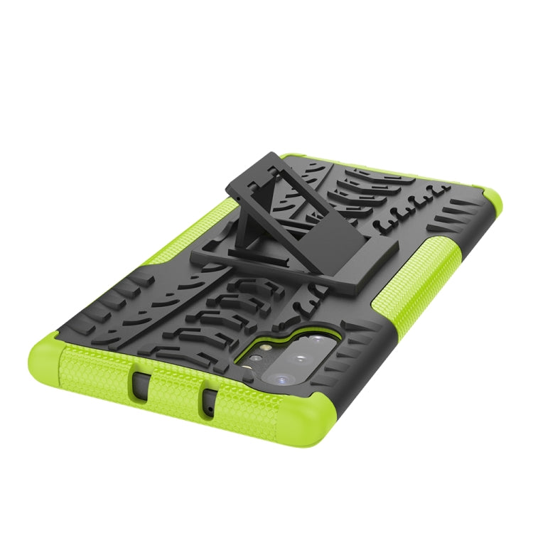 Galaxy Note 10 Plus Shockproof Case TPU+PC Tire Texture Protective Cover with Stand Holder Heavy Duty Anti-Drop Phone Case