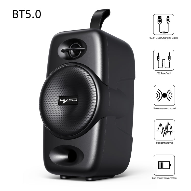 HXSJ Q8 Bluetooth 5.0 Multifunktions-Wireless-Bluetooth-Lautsprecher, unterstützt Freisprecheinrichtung & TF-Karte & USB (Schwarz)