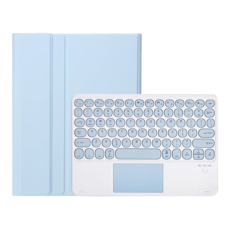 YT098B-A Detachable Candy Color Skin Feel Texture Round Keycap Bluetooth Keyboard Leather Case with Touch Control For iPad Air 11 2024 / 2025 / Air 4 10.9 2020 / Air 5 10.9 2022 (Purple)                                                                  ...