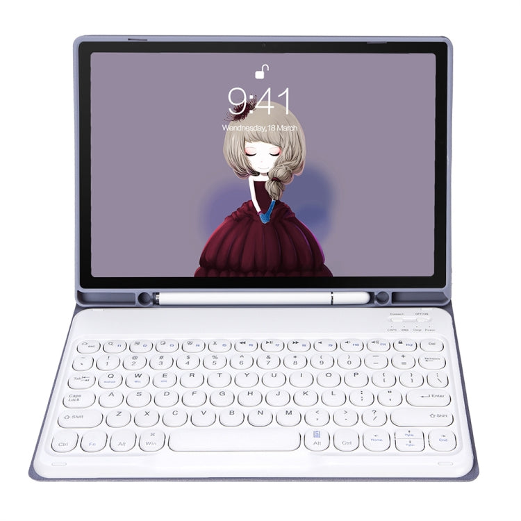 YT11B Detachable Candy Color Skin Feel Texture Round Keycap Bluetooth Keyboard Leather Case For iPad Air 4 2020 / Air 5 2022 / Pro 11 inch 2022 / 2021 / 2020 / 2018(White Ice), For iPad Air 4 2020 / Air 5 2022 / Pro 11 inch 2022 / 2021 / 2020 / 2018   ...