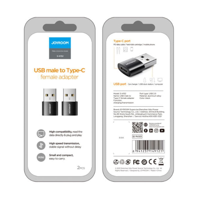 JOYROOM S-H152 3A USB-A-Stecker auf USB-C / Type-C-Buchse OTG-Adapter, S-H152