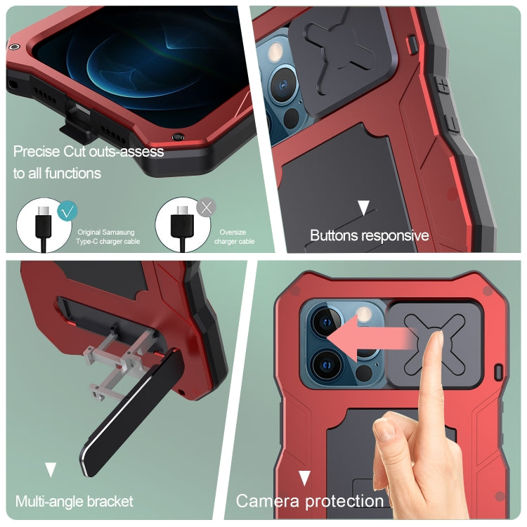 Aluminum Alloy + Silicone Anti-dust Full Body Protection with Holder, For iPhone 12 / 12 Pro, For iPhone 12 Pro Max