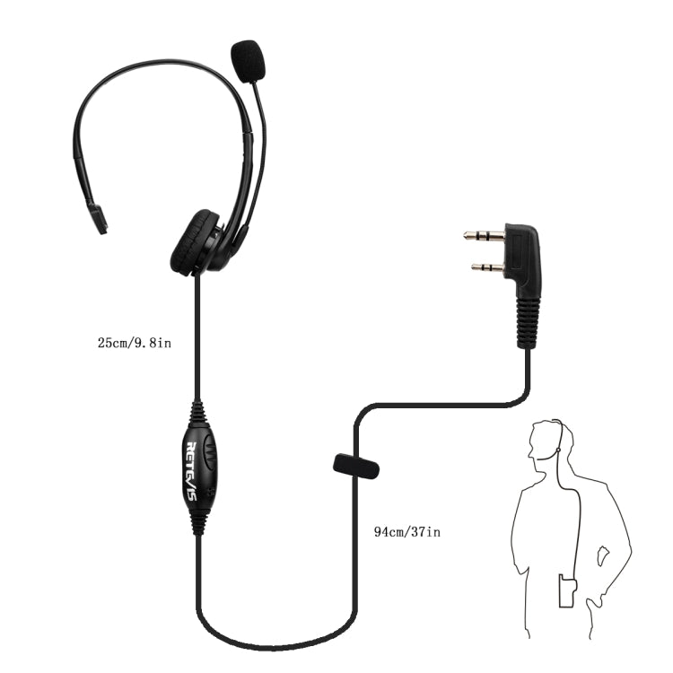 RETEVIS TK 2 Pin PTT Headphone Microphone for H-777 / RT-5R / RT-5RV / RT-B6, TK