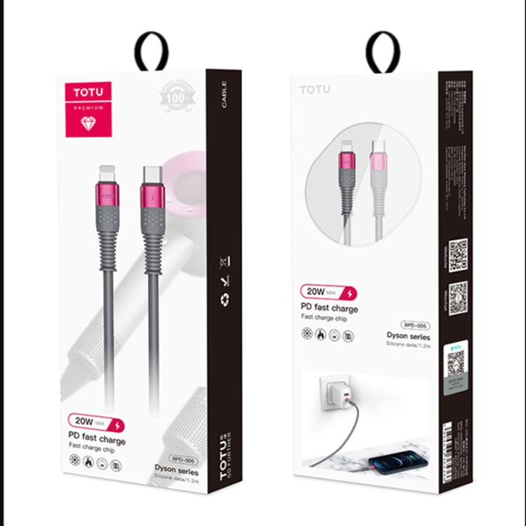 TOTUDESIGN BL-013 Dyson Series 5A USB to USB-C / Type-C Silicone Fast Data Cable, Length: 1.2m(Purple Red)