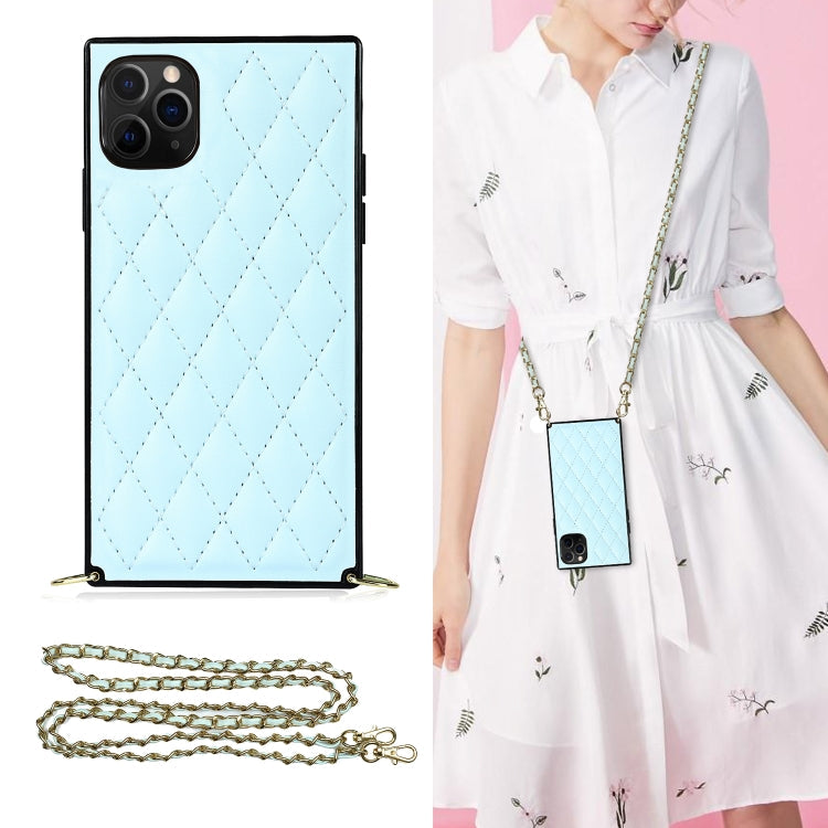 Elegant Rhombic Pattern Microfiber Leather +TPU Shockproof Case with Crossbody Strap Chain, For iPhone XS Max, For iPhone 11, For iPhone 11 Pro, For iPhone 11 Pro Max